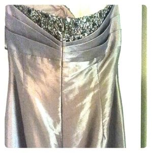 Beaded bronze evening gown